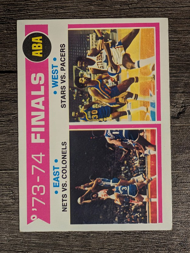 1974-75 Topps #248 ABA Div. Finals/Nets sweep Colonels/Stars edge Pacers (EX)