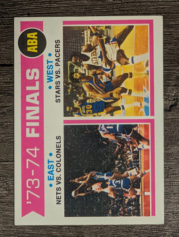 1974-75 Topps #248 ABA Div. Finals/Nets sweep Colonels/Stars edge Pacers (EXMT)