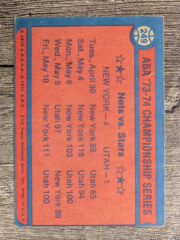 1974-75 Topps #249 ABA Championships/Julius Erving (EX)