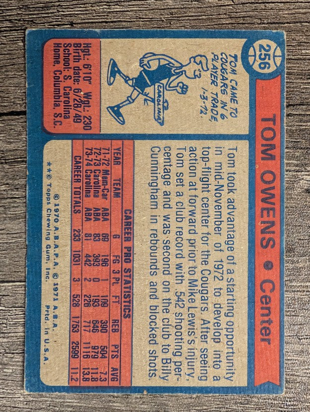 1974-75 Topps #256 Tom Owens (VGEX)