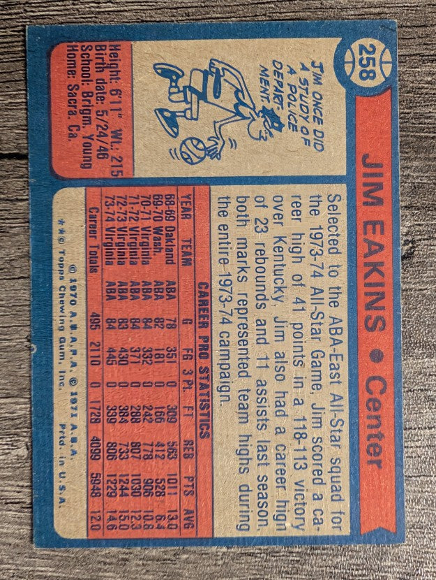 1974-75 Topps #258 Jim Eakins (NM)