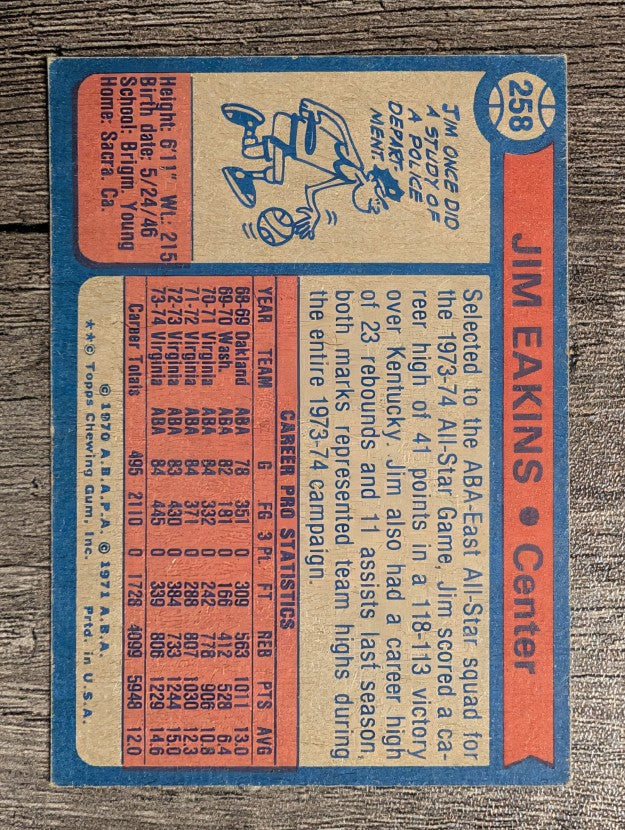 1974-75 Topps #258 Jim Eakins (EX)