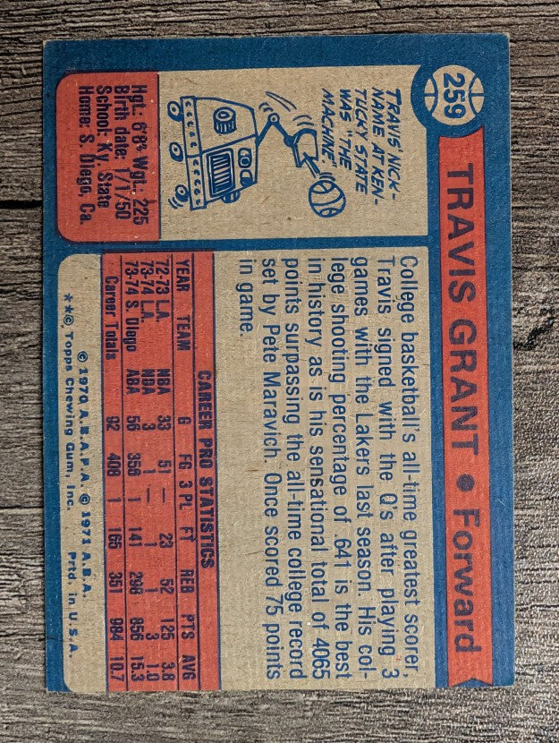 1974-75 Topps #259 Travis Grant (EX)
