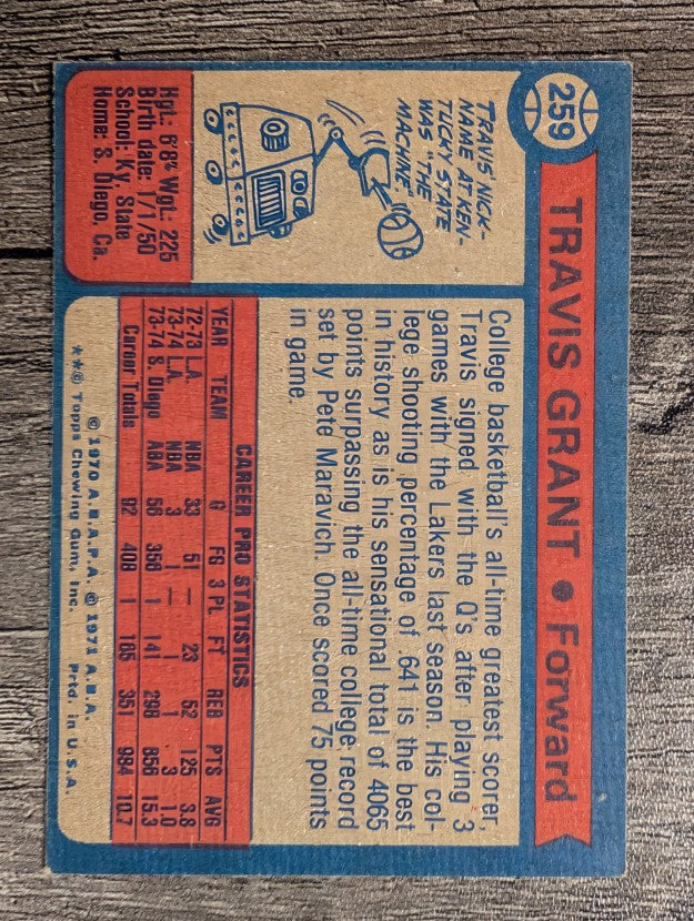 1974-75 Topps #259 Travis Grant (EX)