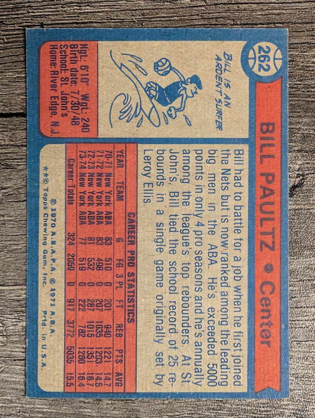 1974-75 Topps #262 Billy Paultz (NM)