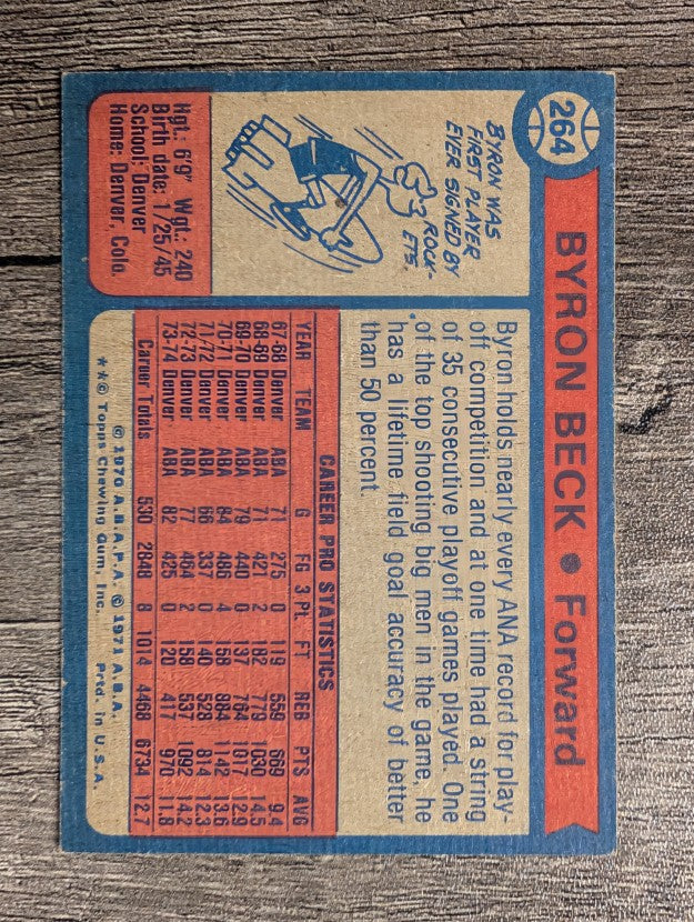 1974-75 Topps #264 Byron Beck (EX)