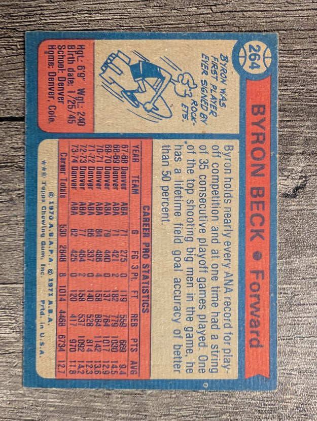 1974-75 Topps #264 Byron Beck (NM)