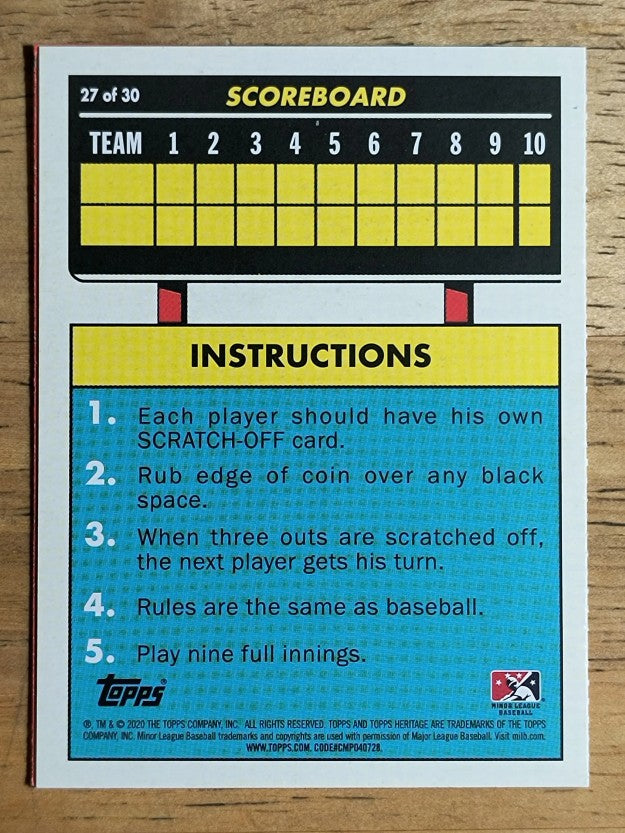 2020 Topps Heritage Minors '71 Scratch Off #27 Miguel Vargas
