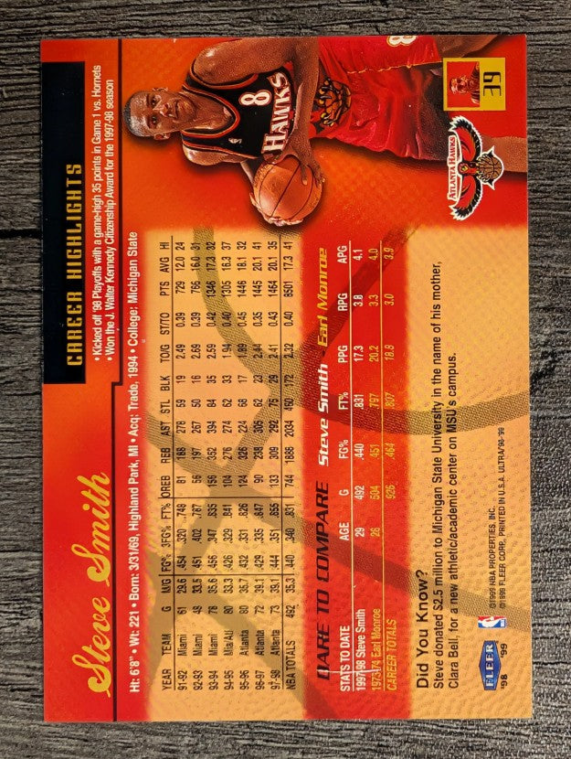 1998-99 Ultra #39 Steve Smith