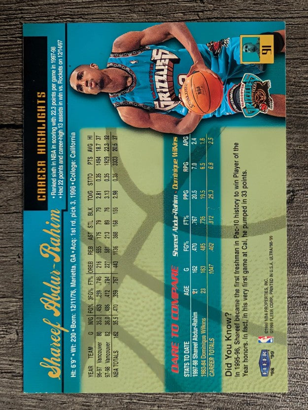 1998-99 Ultra #91 Shareef Abdur-Rahim