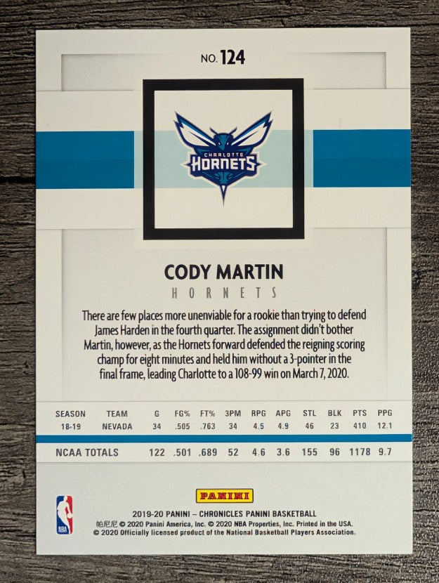 2019-20 Panini Chronicles #124 Cody Martin RC/Panini
