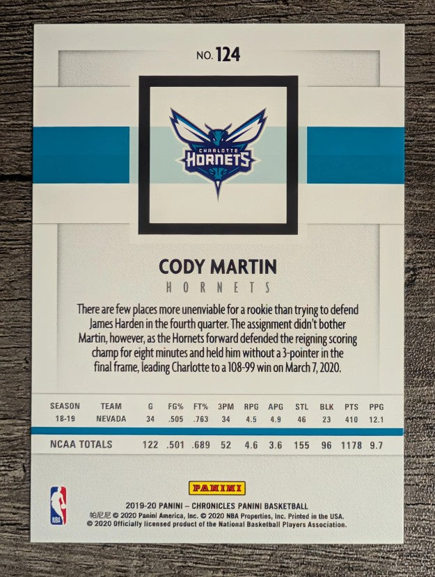 2019-20 Panini Chronicles #124 Cody Martin RC/Panini