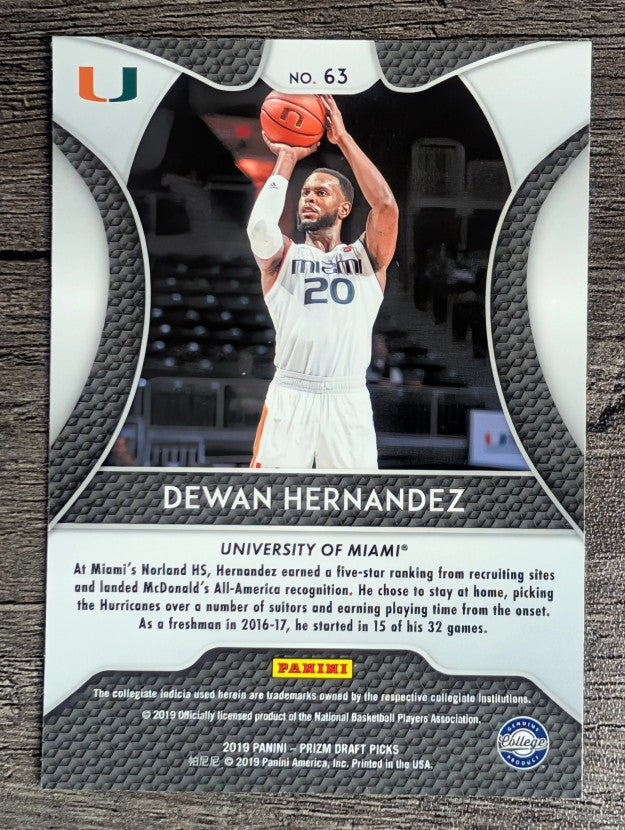 2019-20 Panini Prizm Draft Picks #63 Dewan Hernandez
