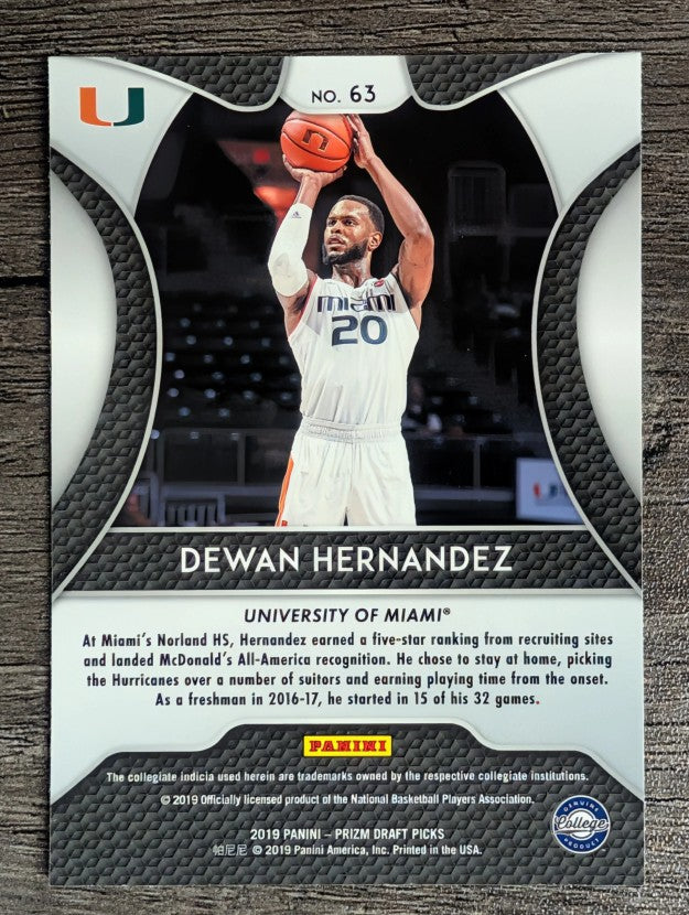 2019-20 Panini Prizm Draft Picks #63 Dewan Hernandez