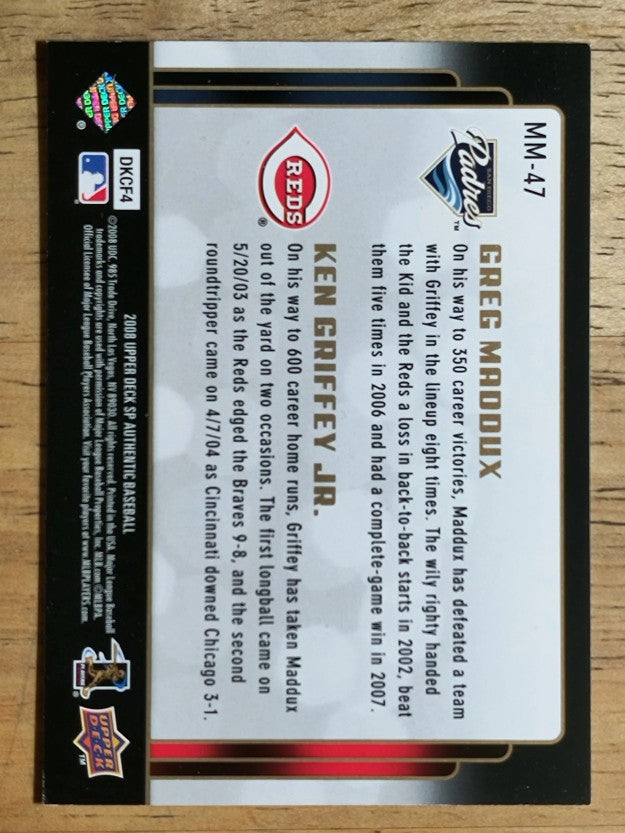 2008 SP Authentic Marquee Matchups #MM47 Greg Maddux/Ken Griffey Jr.