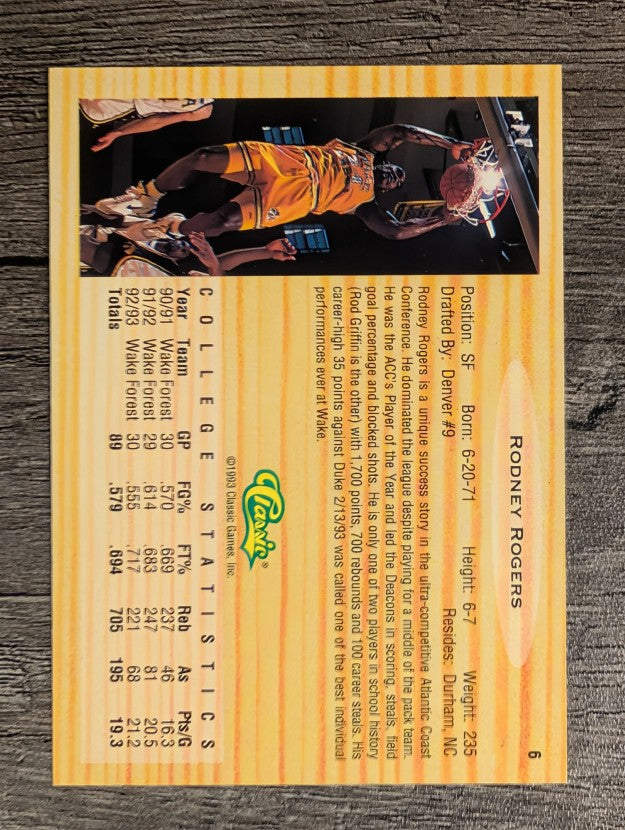 1993 Classic #6 Rodney Rogers
