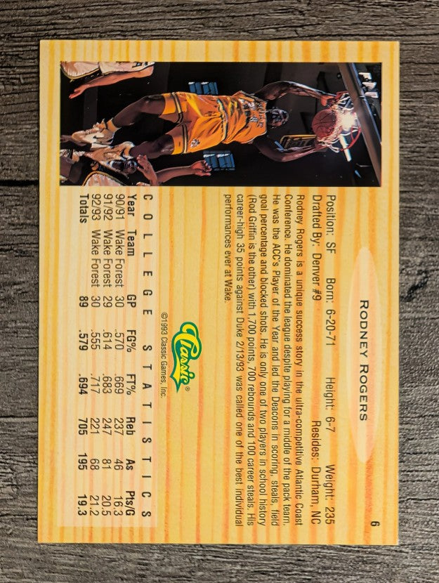 1993 Classic #6 Rodney Rogers