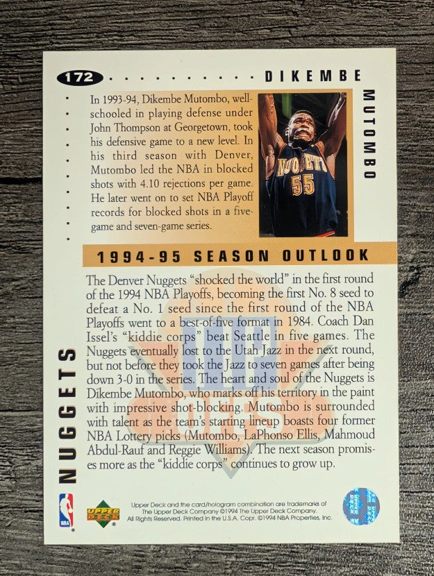 1994-95 Collector's Choice #172 Dikembe Mutombo TO