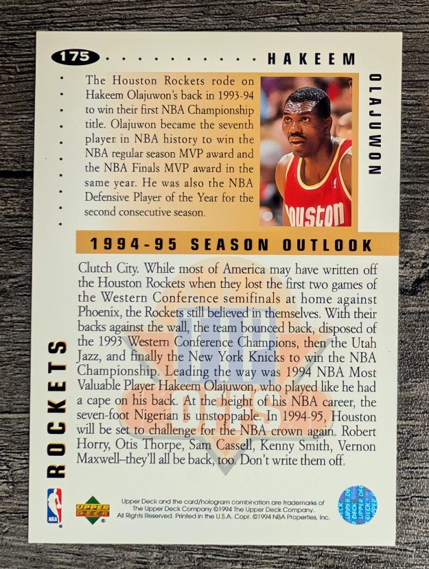 1994-95 Collector's Choice #175 Hakeem Olajuwon TO