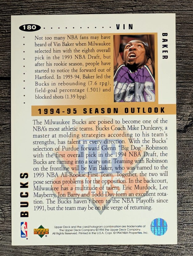 1994-95 Collector's Choice #180 Vin Baker TO