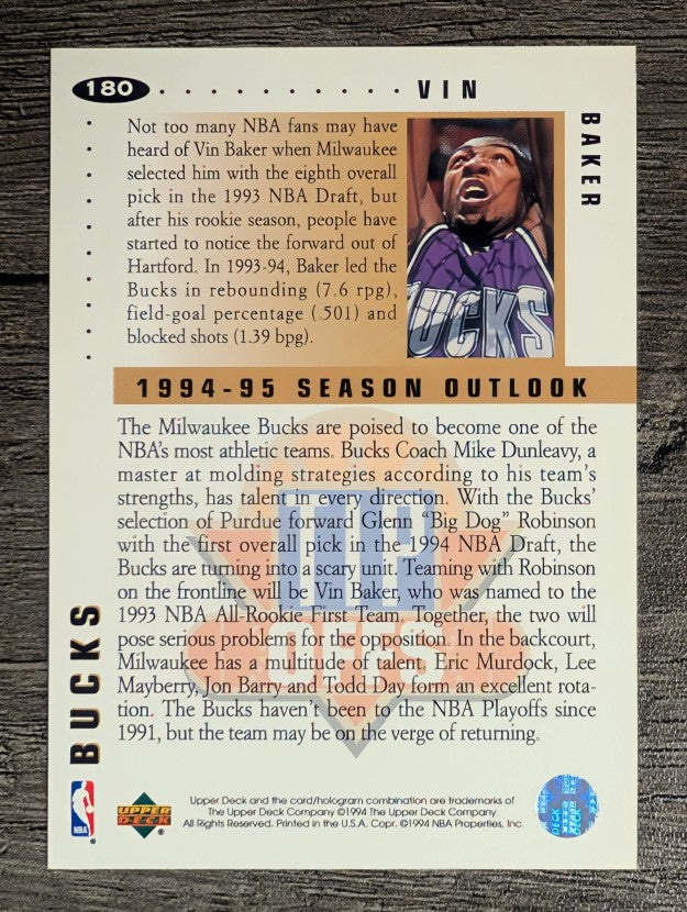 1994-95 Collector's Choice #180 Vin Baker TO