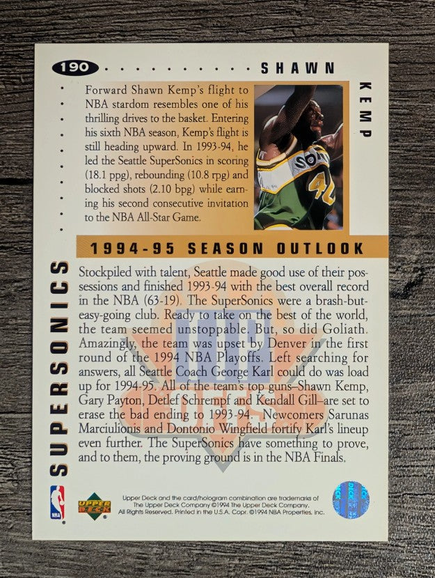 1994-95 Collector's Choice #190 Shawn Kemp TO
