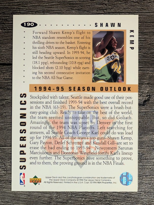 1994-95 Collector's Choice #190 Shawn Kemp TO