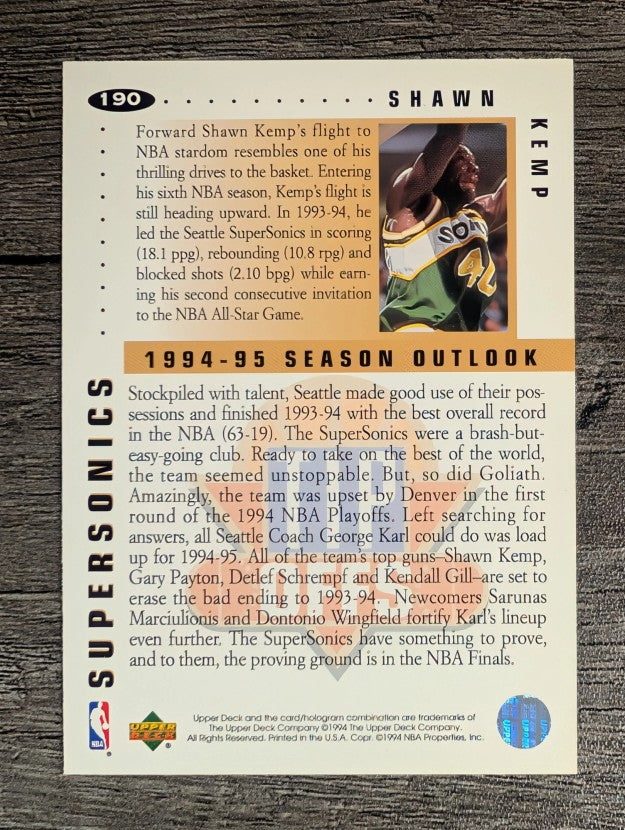 1994-95 Collector's Choice #190 Shawn Kemp TO
