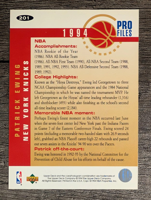 1994-95 Collector's Choice #201 Patrick Ewing PRO