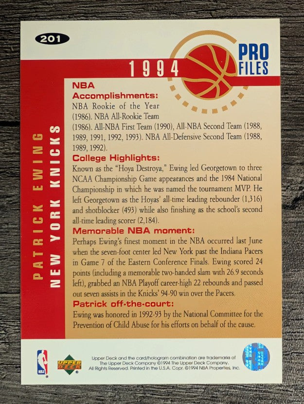 1994-95 Collector's Choice #201 Patrick Ewing PRO