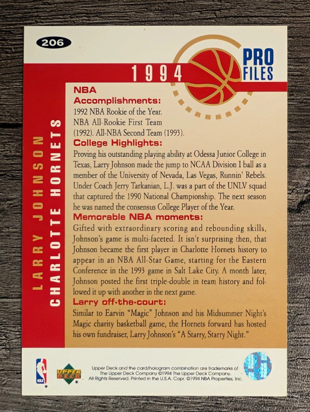 1994-95 Collector's Choice #206 Larry Johnson PRO