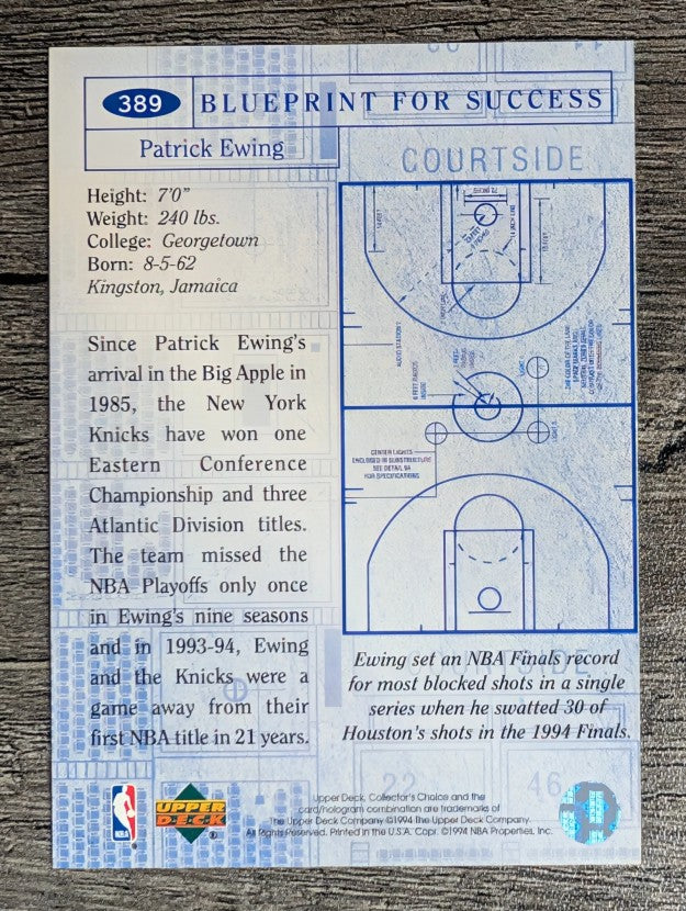 1994-95 Collector's Choice #389 Patrick Ewing BP