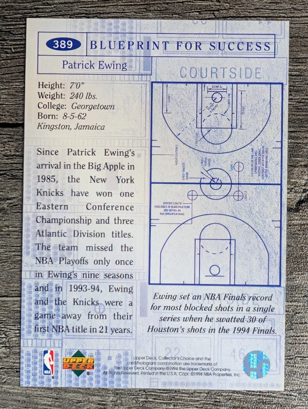 1994-95 Collector's Choice #389 Patrick Ewing BP