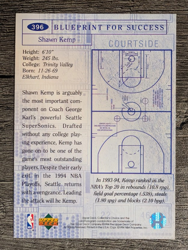 1994-95 Collector's Choice #396 Shawn Kemp BP