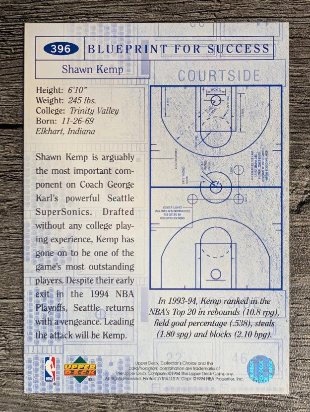 1994-95 Collector's Choice #396 Shawn Kemp BP