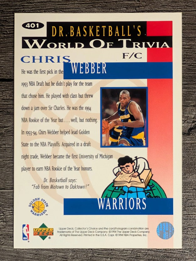 1994-95 Collector's Choice #401 Chris Webber TRIV