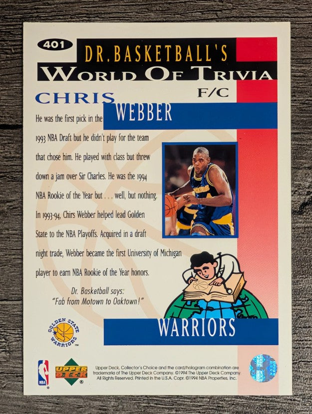 1994-95 Collector's Choice #401 Chris Webber TRIV