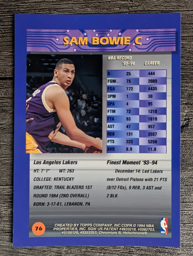 1994-95 Finest #76 Sam Bowie