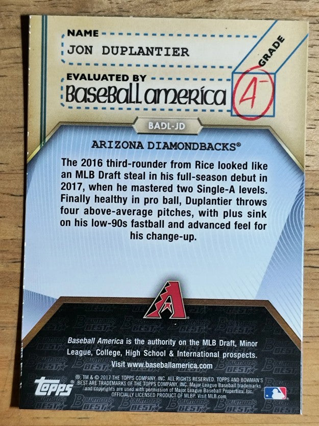 2017 Bowman's Best Baseball America's Dean's List #BADLJD Jon Duplantier