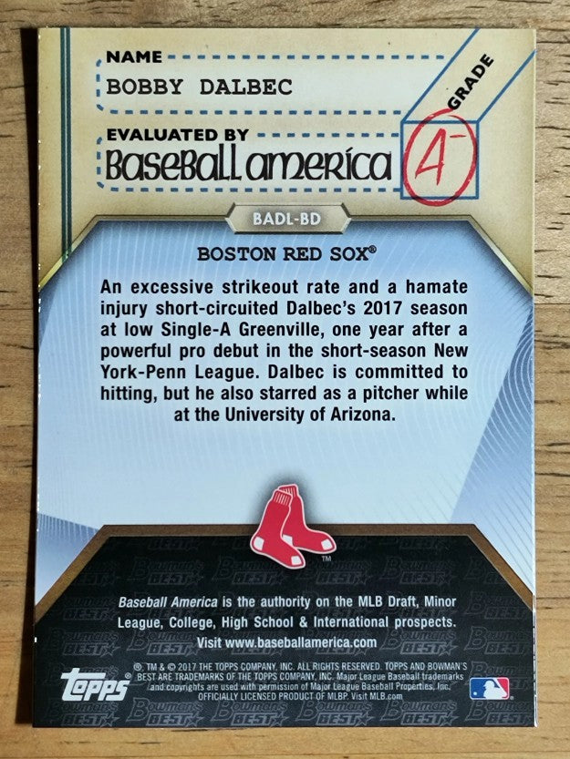 2017 Bowman's Best Baseball America's Dean's List #BADLBD Bobby Dalbec