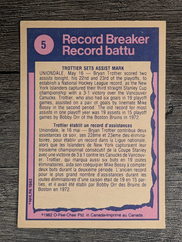 1982-83 O-Pee-Chee #5 Bryan Trottier HL