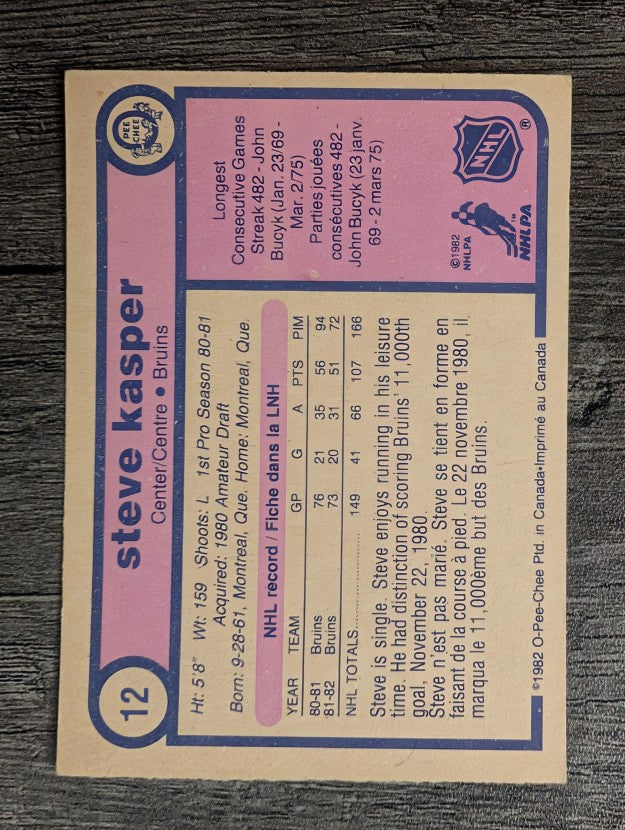 1982-83 O-Pee-Chee #12 Steve Kasper