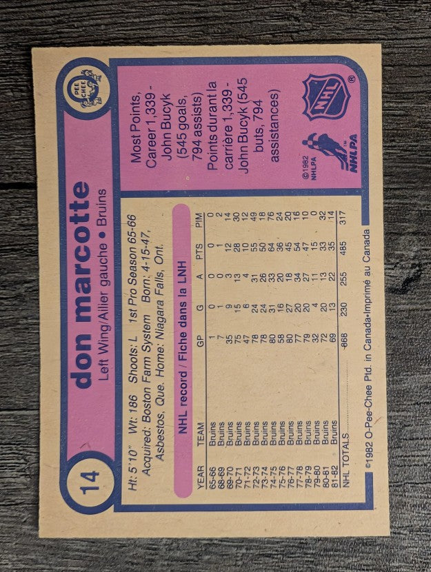 1982-83 O-Pee-Chee #14 Don Marcotte