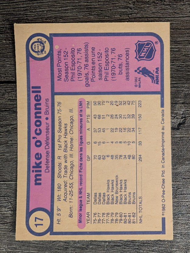 1982-83 O-Pee-Chee #17 Mike O'Connell