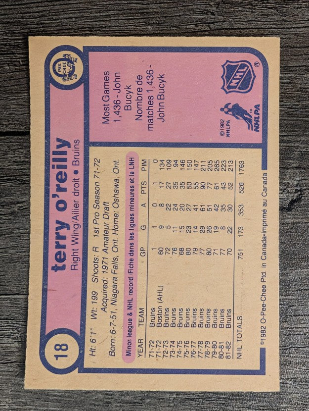 1982-83 O-Pee-Chee #18 Terry O'Reilly