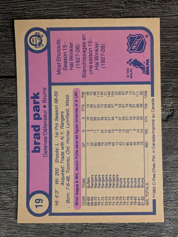 1982-83 O-Pee-Chee #19 Brad Park