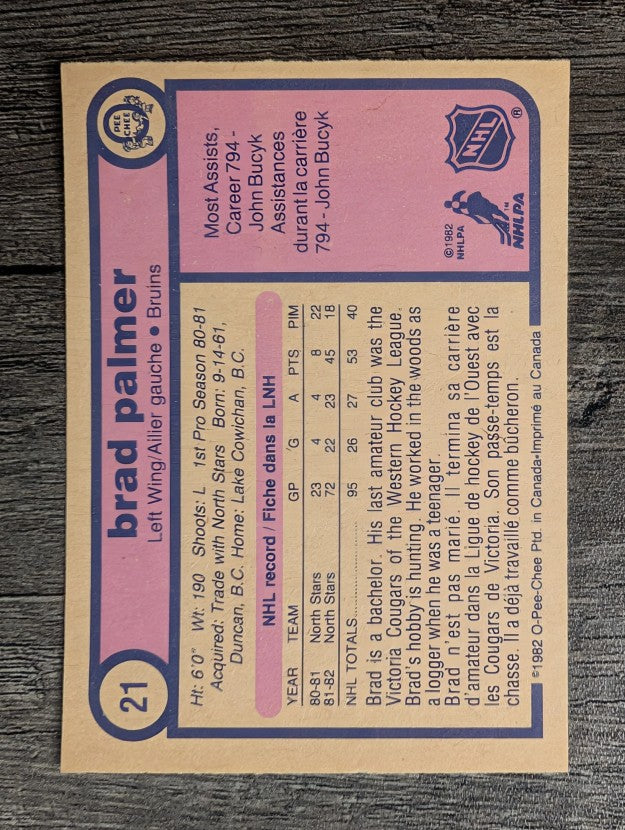 1982-83 O-Pee-Chee #21 Brad Palmer RC