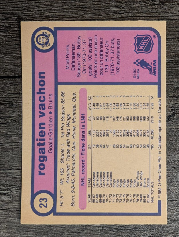 1982-83 O-Pee-Chee #23 Rogatien Vachon