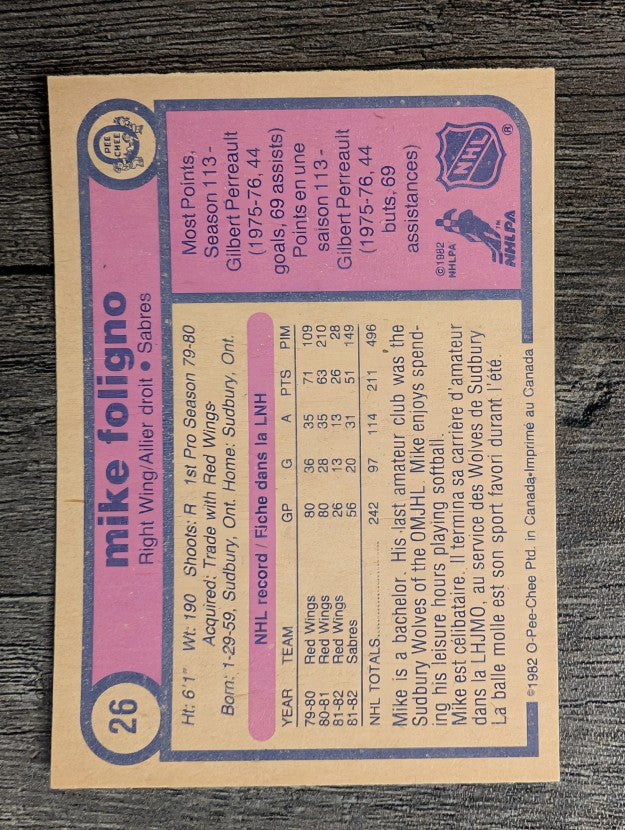 1982-83 O-Pee-Chee #26 Mike Foligno