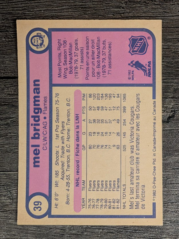 1982-83 O-Pee-Chee #39 Mel Bridgman